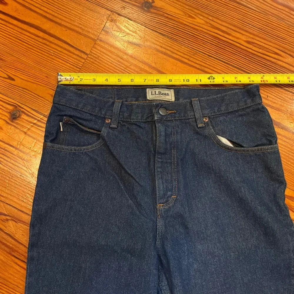 LL Bean Mens Classic Fit Jeans 31x36 Dark Indigo Blue Straight Leg 100% Cotton